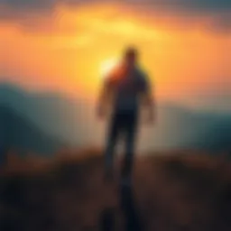 A person walking forward on a path towards a bright horizon, symbolizing perseverance and steady progress.