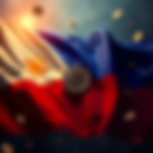 A view of the Philippine flag with Bitcoin symbols representing the country's plan to acquire a strategic reserve of Bitcoin.