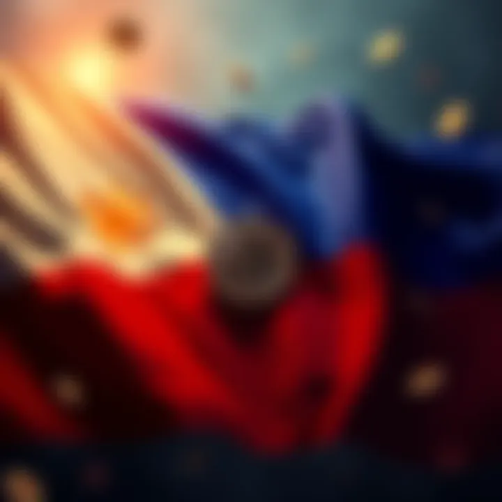 A view of the Philippine flag with Bitcoin symbols representing the country's plan to acquire a strategic reserve of Bitcoin.