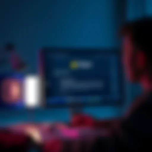 A computer screen displaying a phishing email warning about Trezor scams, with a person looking concerned nearby.