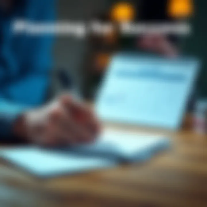 A person writing goals on a notepad with a calendar in the background, symbolizing preparation for future success.