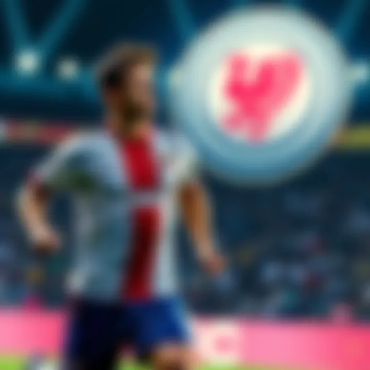 A soccer player in motion, transferring teams with a club logo in the background, illustrating card eligibility changes.