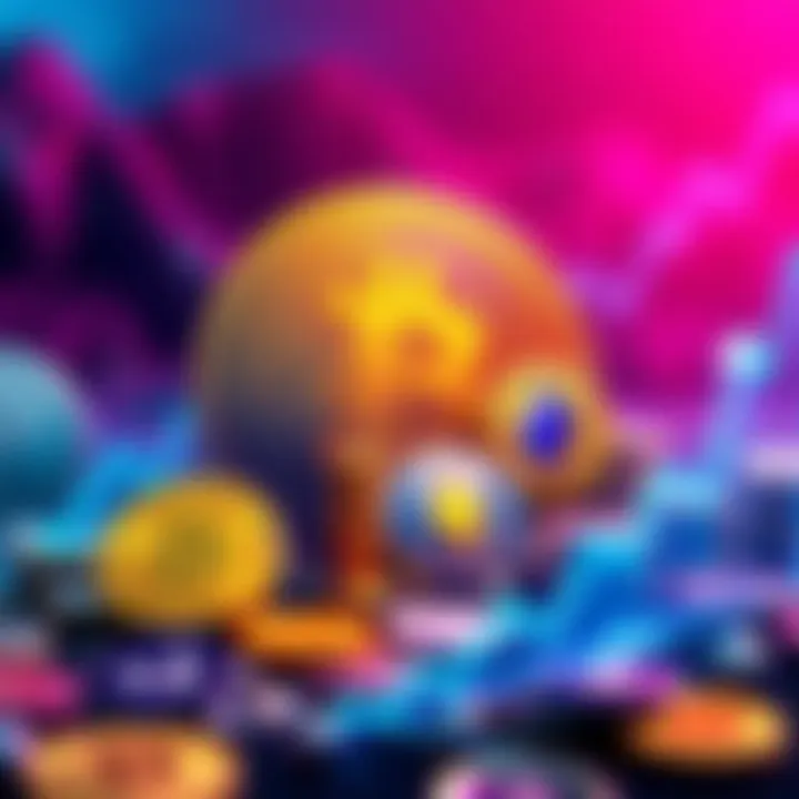 A visual representation of various cryptocurrencies people are choosing to hold in 2025, featuring coins with logos and upward trend lines.