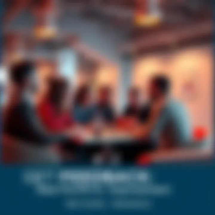 A group of people reviewing portfolios and providing feedback in a casual setting.