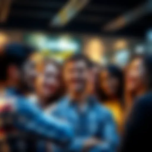 A group of satisfied people discussing their success with CoinBase, highlighting their positive experiences on the platform.