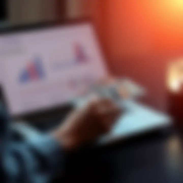 A person reviewing financial options on a laptop, showing various currencies and investment documents, symbolizing wealth protection strategies