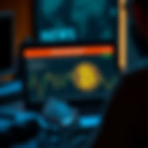A person using a laptop with a Bitcoin wallet on the screen, looking concerned about online security and privacy.