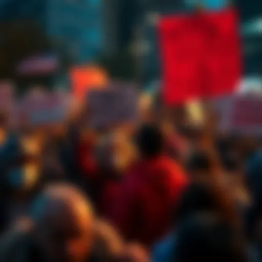 People protesting with signs expressing frustration about current events and societal issues.
