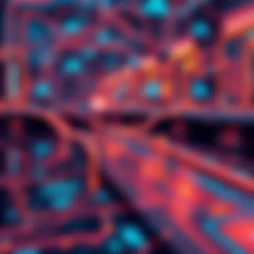 A visual representation of digital infrastructure with circuits and financial symbols, showcasing the advancement of technology and finance.