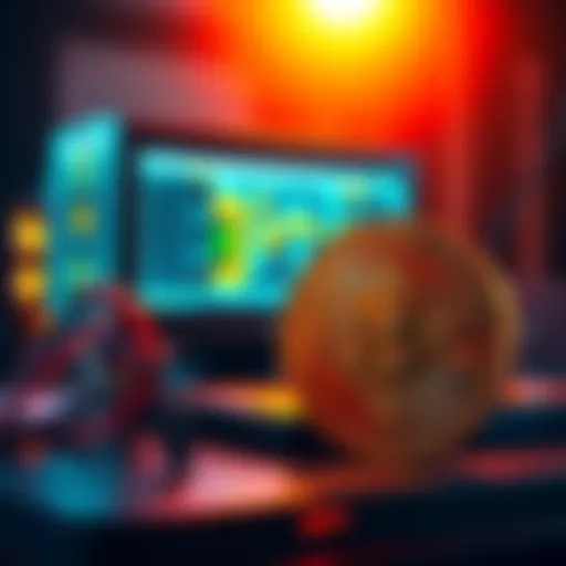 A quantum computer next to a Bitcoin symbol, illustrating the potential security threat to Bitcoin from quantum computing technology.