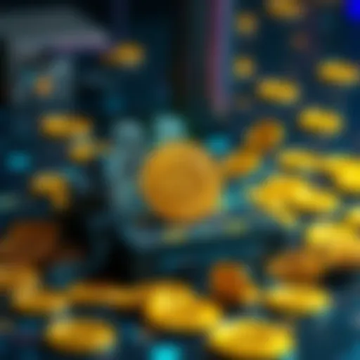 A quantum computer surrounded by Bitcoin symbols, depicting the potential impact of advanced technology on cryptocurrency security.