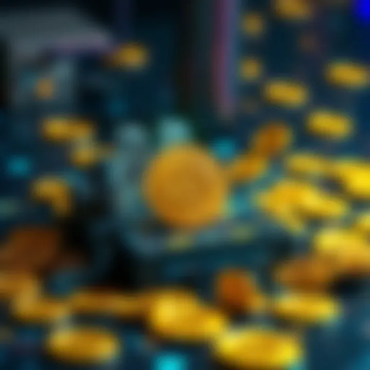 Quantum Computer and Bitcoin Symbol A quantum computer surrounded by Bitcoin symbols, depicting the potential impact of advanced technology on cryptocurrency security.