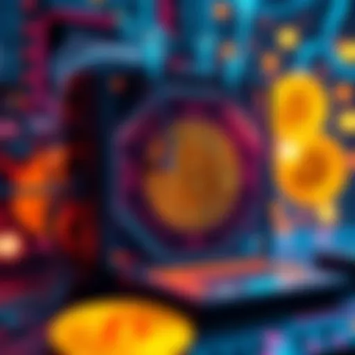 A visual of a powerful quantum computer with Bitcoin symbols in the background, representing the potential risk to Bitcoin's security from quantum advancements.