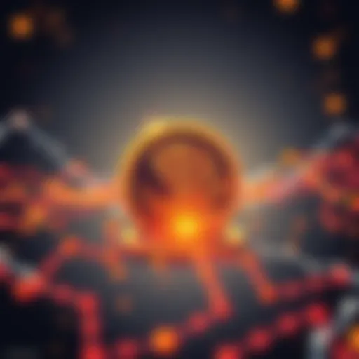 Illustration showing Ravencoin logo linked with Bitcoin symbol, highlighting asset transfer and blockchain usability.