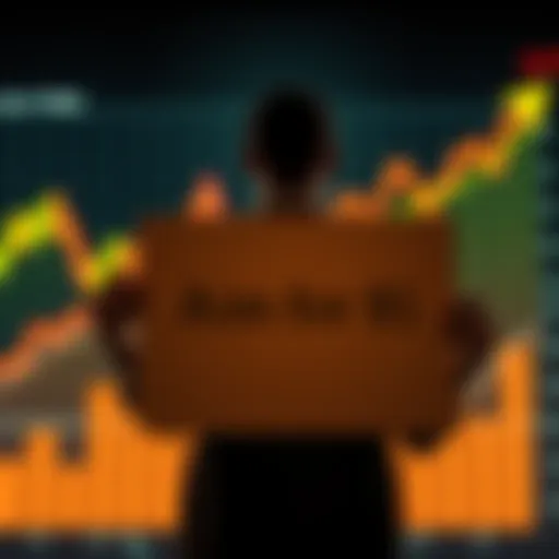A person holding a sign that says 'Aim for $1' in front of a chart showing price predictions with a clear upward trend toward $1.