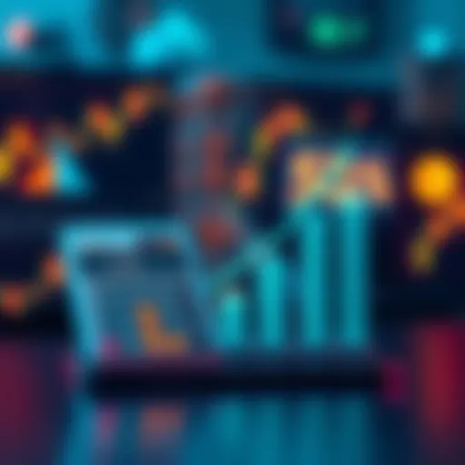 A graphic showing a calculator and declining cost graph with blockchain symbols, emphasizing cost savings in smart contract deployment.