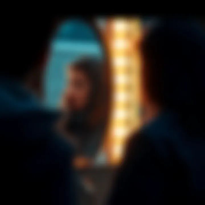A person looking in a mirror, contemplating their actions and choices, symbolizing personal accountability and self-improvement.