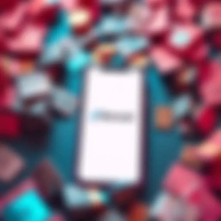 A visual representation of financial uncertainty with Revolut app on a smartphone amidst scattered currency symbols