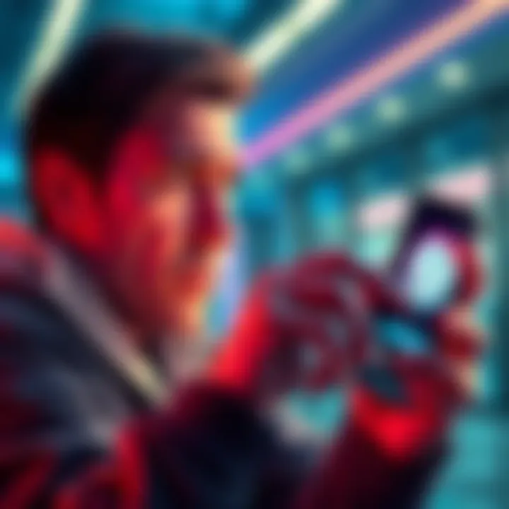 Person looking stressed while using a phone with a Revolut app showing an account restriction message
