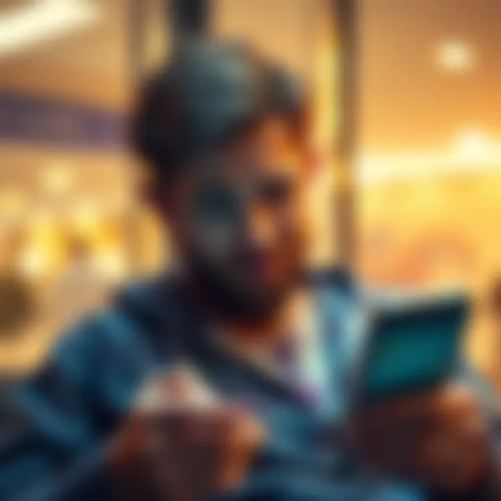 A frustrated person checking their phone showing a pending transfer on the Revolut app