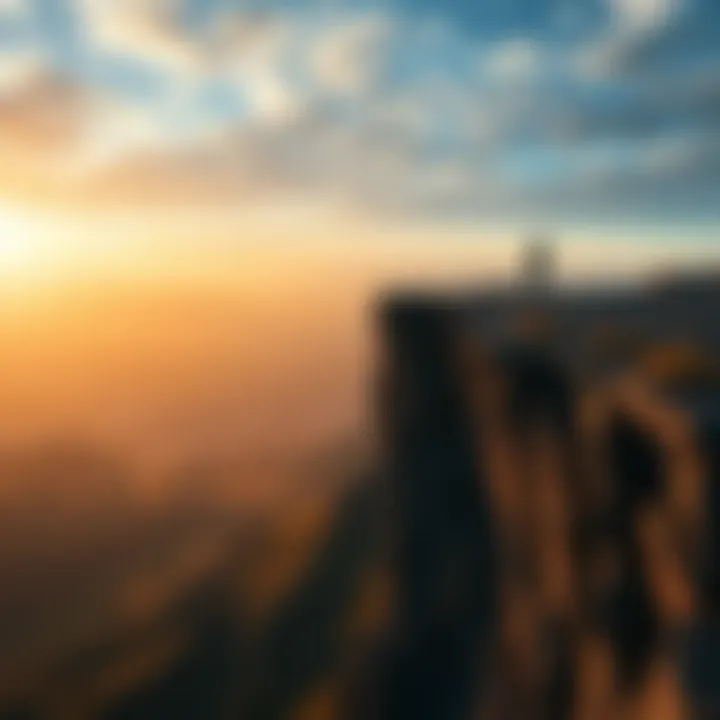A person standing at the edge of a cliff, looking out over a vast landscape, symbolizing the idea of taking risks and letting it ride in life.
