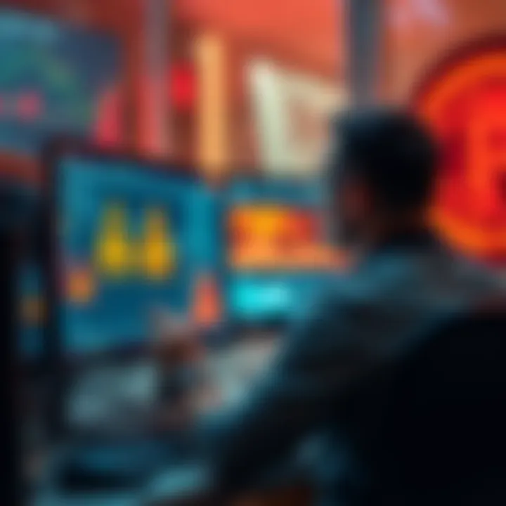A person looking at a computer screen with warning signs about Pi account transactions