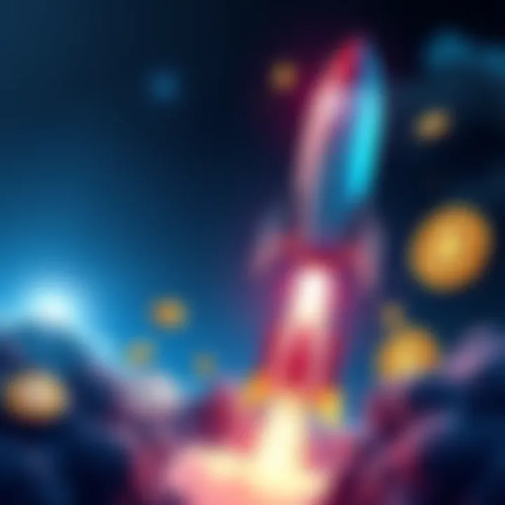 A graphic showing a rocket launching with symbols of Ethereum and altcoins, indicating a surge in prices.