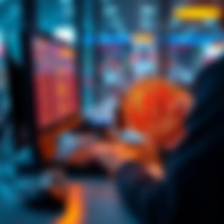 Person using a computer to cash out Bitcoin safely on a trusted exchange platform