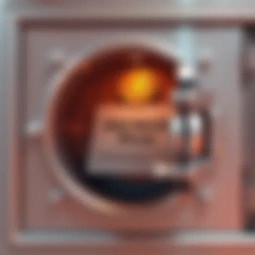 A secure bank safe deposit box with a visible seed phrase document inside.