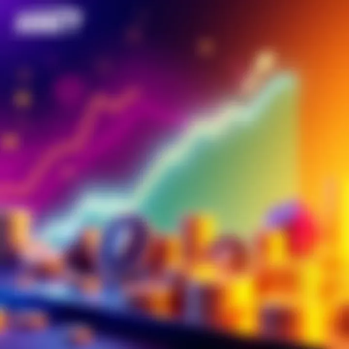 Illustration showing an upward trend graph with Ethereum symbols and a large ETH treasury, reflecting SBET's strategy in the crypto market