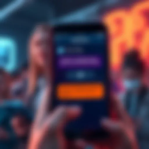 A smartphone displaying a Telegram chat warning about scammers buying used Phantom wallets, with a background of worried people looking at their devices.