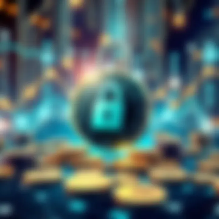 Illustration of SEALSQ investing in cryptocurrency for security advancements, featuring digital coins and a secure digital lock.