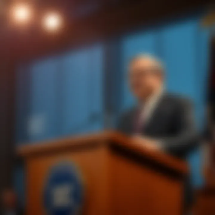 Paul Atkins speaking at a podium about DeFi regulations