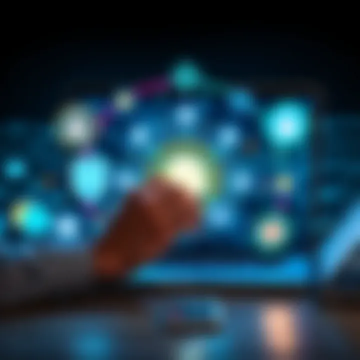 Secure cryptocurrency storage concept A person securing their digital wallet on a laptop with security icons around it