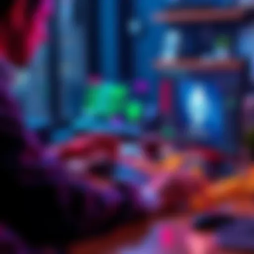 A person using a computer to create a secure Ethereum wallet with digital cryptocurrency icons around