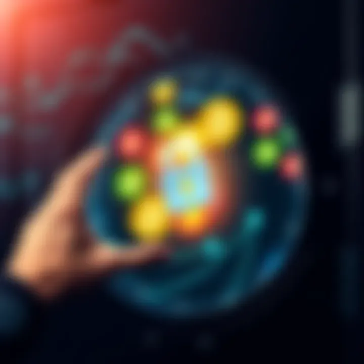A person locking a digital safe filled with cryptocurrency symbols, showing the importance of securing digital assets.