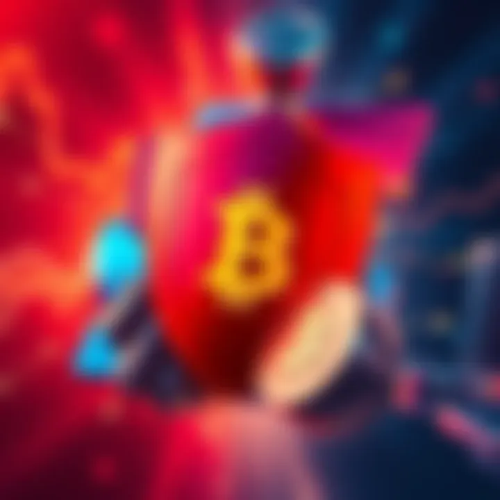 Illustration of a secure cryptocurrency transaction with a shield symbol and Bitcoin logo
