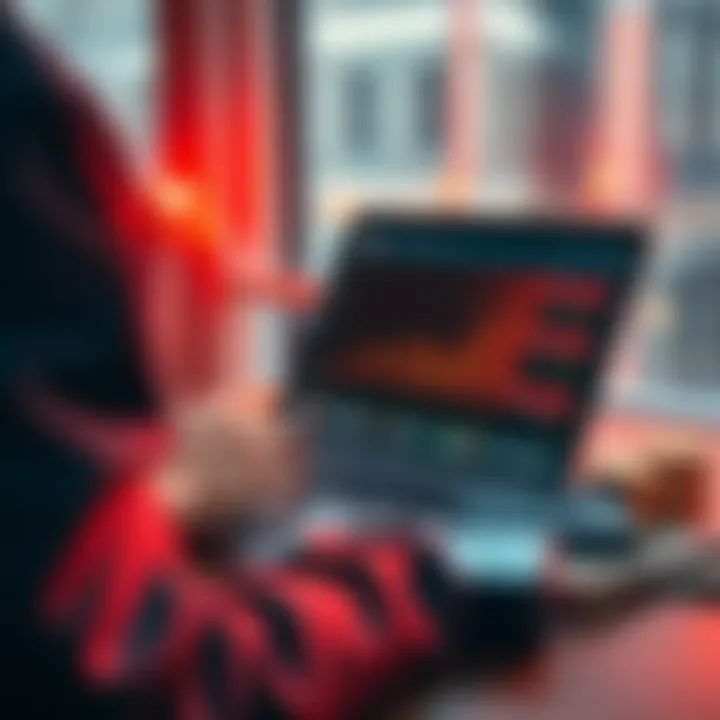 Sell Monero Quickly A person using a laptop to sell Monero cryptocurrency, with cash notes beside them