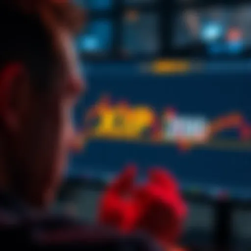 A person looking at a digital chart showing the price drop of XRP against USD