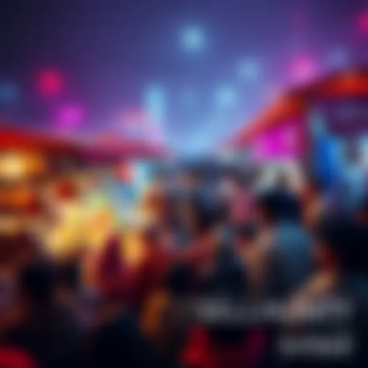 Selling Opportunity Announcement A vibrant graphic showcasing a large crowd gathered around a market stall with various products for sale, inviting everyone to participate in the selling opportunity.