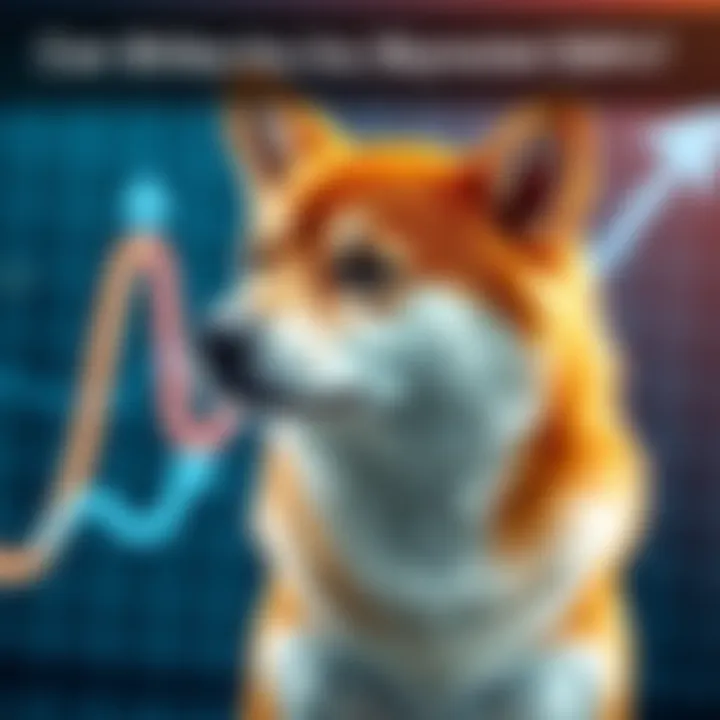 A Shiba Inu dog in front of a rising graph, symbolizing potential growth in value.