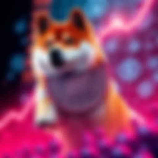 A graphic showing the Shiba Inu coin rising with an upward trend line and altcoin symbols in the background.