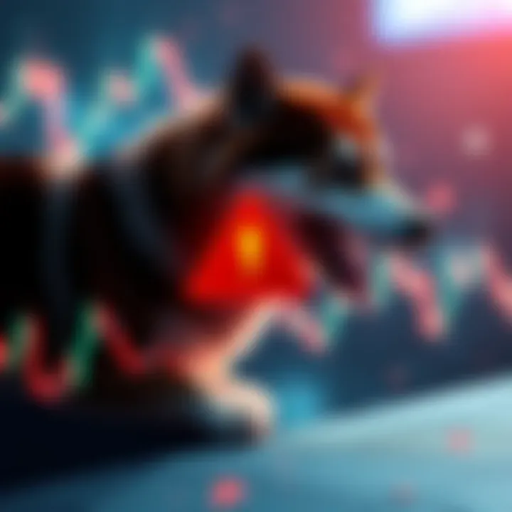 Graph showing a drop in Shiba Inu value with a warning symbol