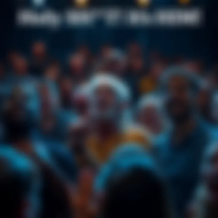 Shocking Reveal A crowd of people reacting in surprise to a significant announcement, showcasing a mix of emotions and reactions.