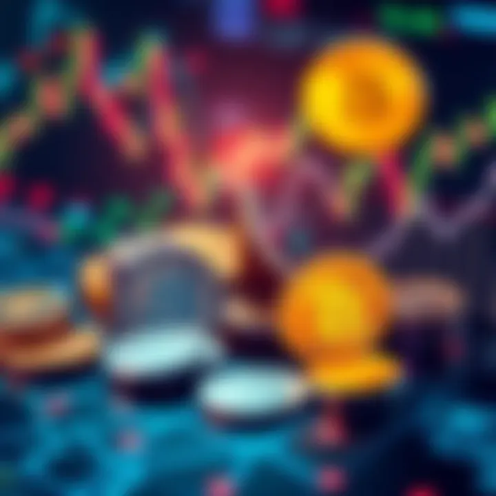 A visual guide showing coins and digital charts representing short-term cryptocurrency investments