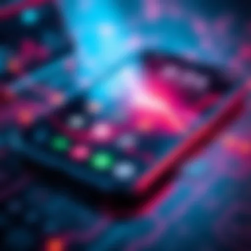 A close-up of a modern smartphone displaying the latest mobile technology features such as a high-resolution screen and apps.
