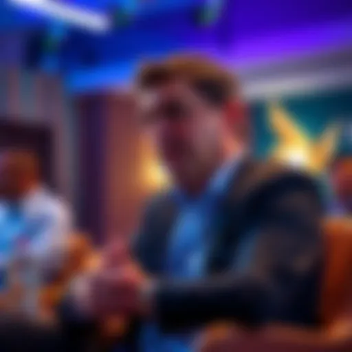 A speaker at a conference explaining blockchain security, highlighting Solana and Ethereum.