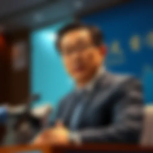 A South Korean financial regulator speaking during a press conference about risks in cryptocurrency investments