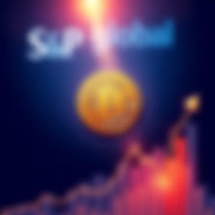 Illustration showing S&P Global's rating of B- with a Bitcoin logo and a downward trend graph, representing concerns about Bitcoin risks.