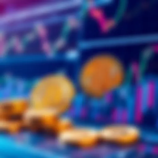 A visual comparison of stablecoins like USDT and Bitcoin, with financial charts and graphs showing investment trends.